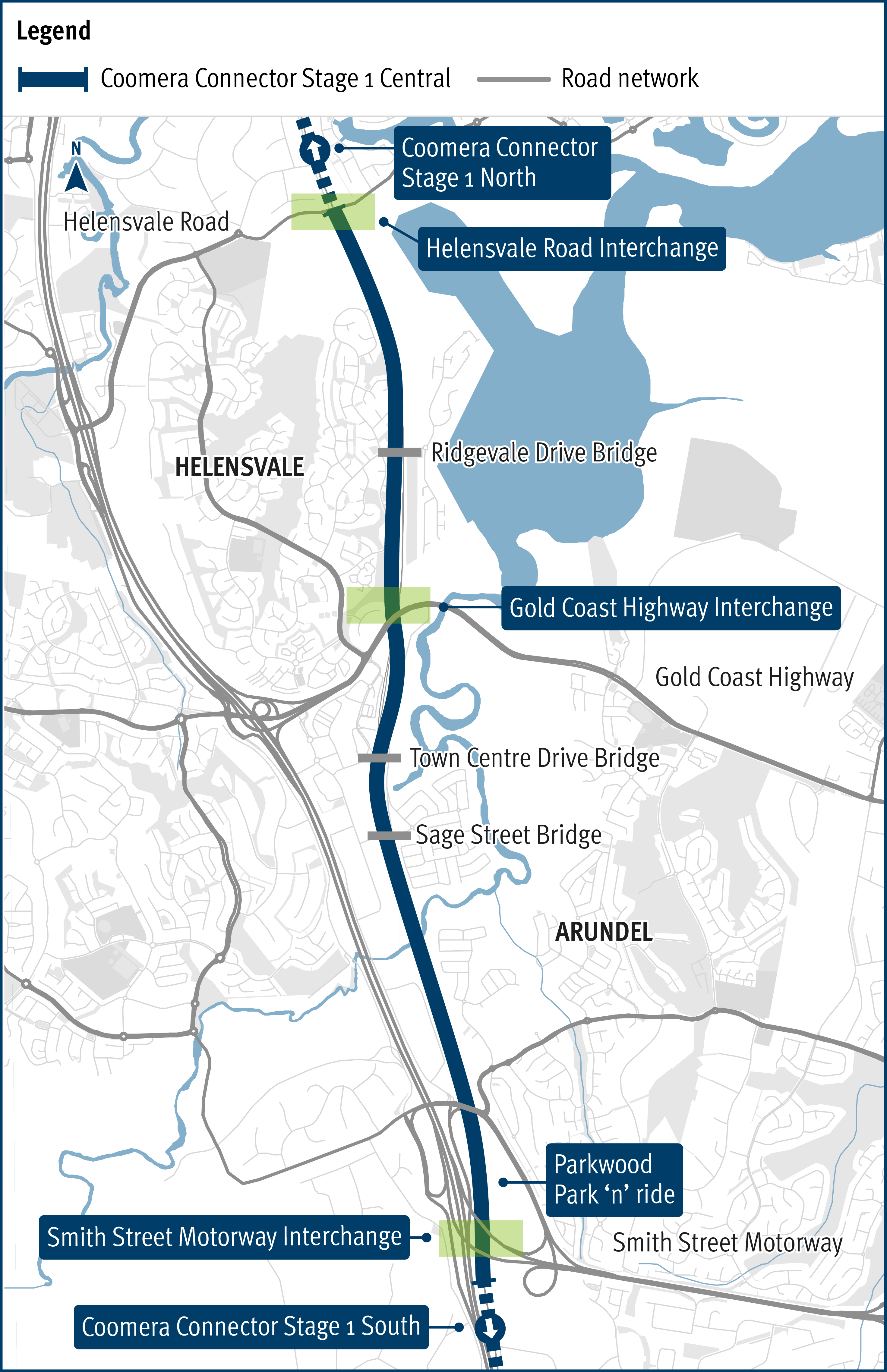 Coomera Connector Stage 1 Central project map